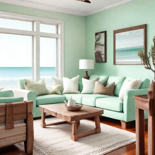 النعناع الأخضر والخشب البني